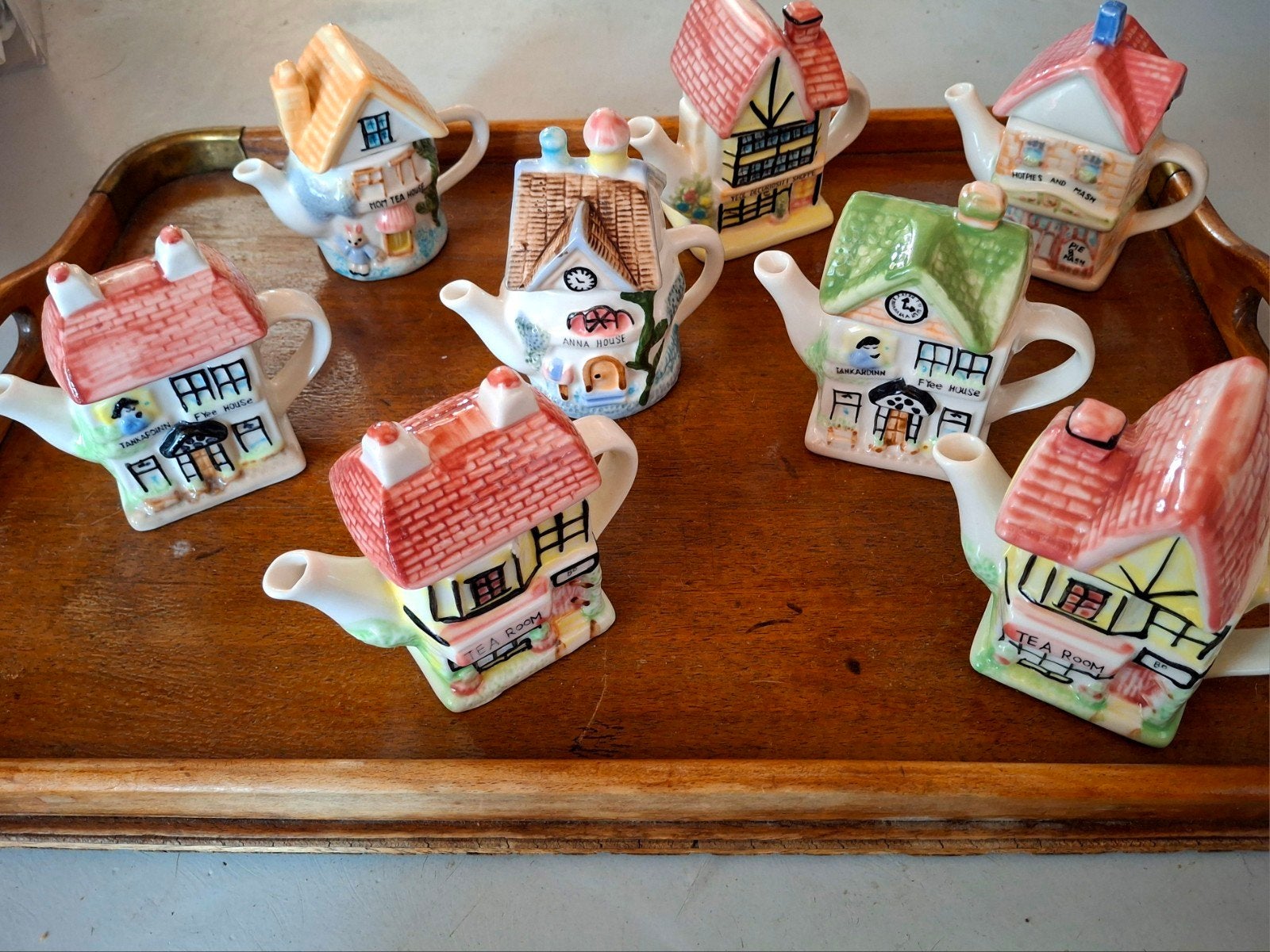 Verzameling van 8 unieke mini huisjes-theepotjes, Ophalen of Verzenden, Gebruikt