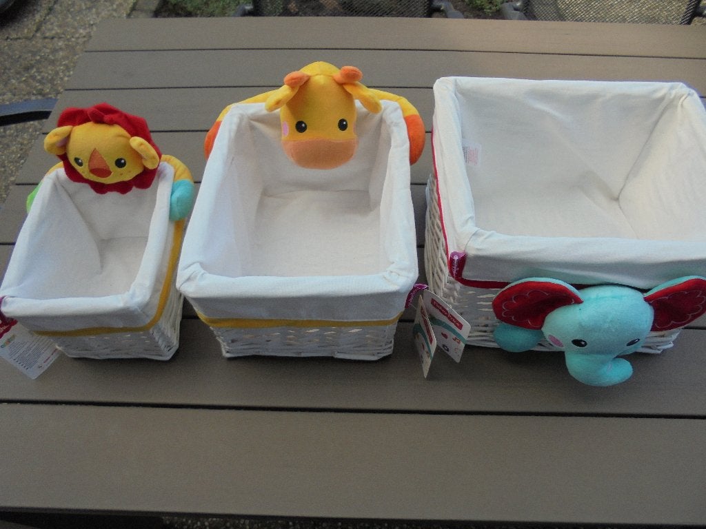 3 NIEUWE rieten mandjes FISHER PRICE, Overige merken, Overige typen, Nieuw, Ophalen of Verzenden