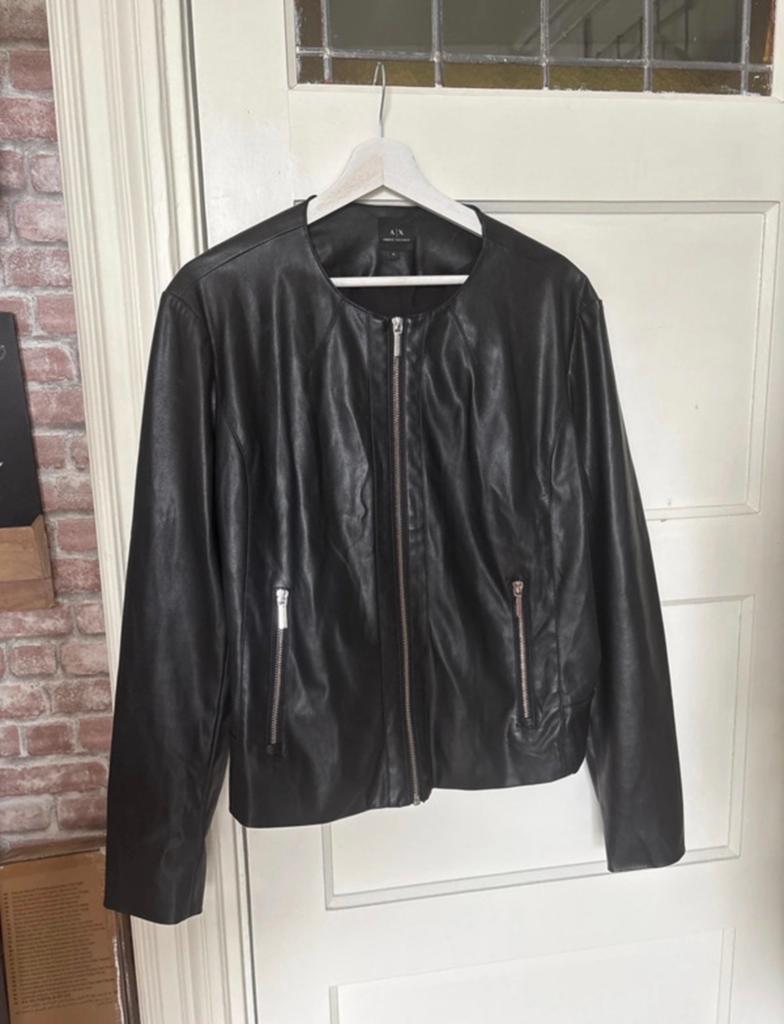Armani Exchange Zwart Leren Jasje Maat XL, Ophalen of Verzenden, Zo goed als nieuw