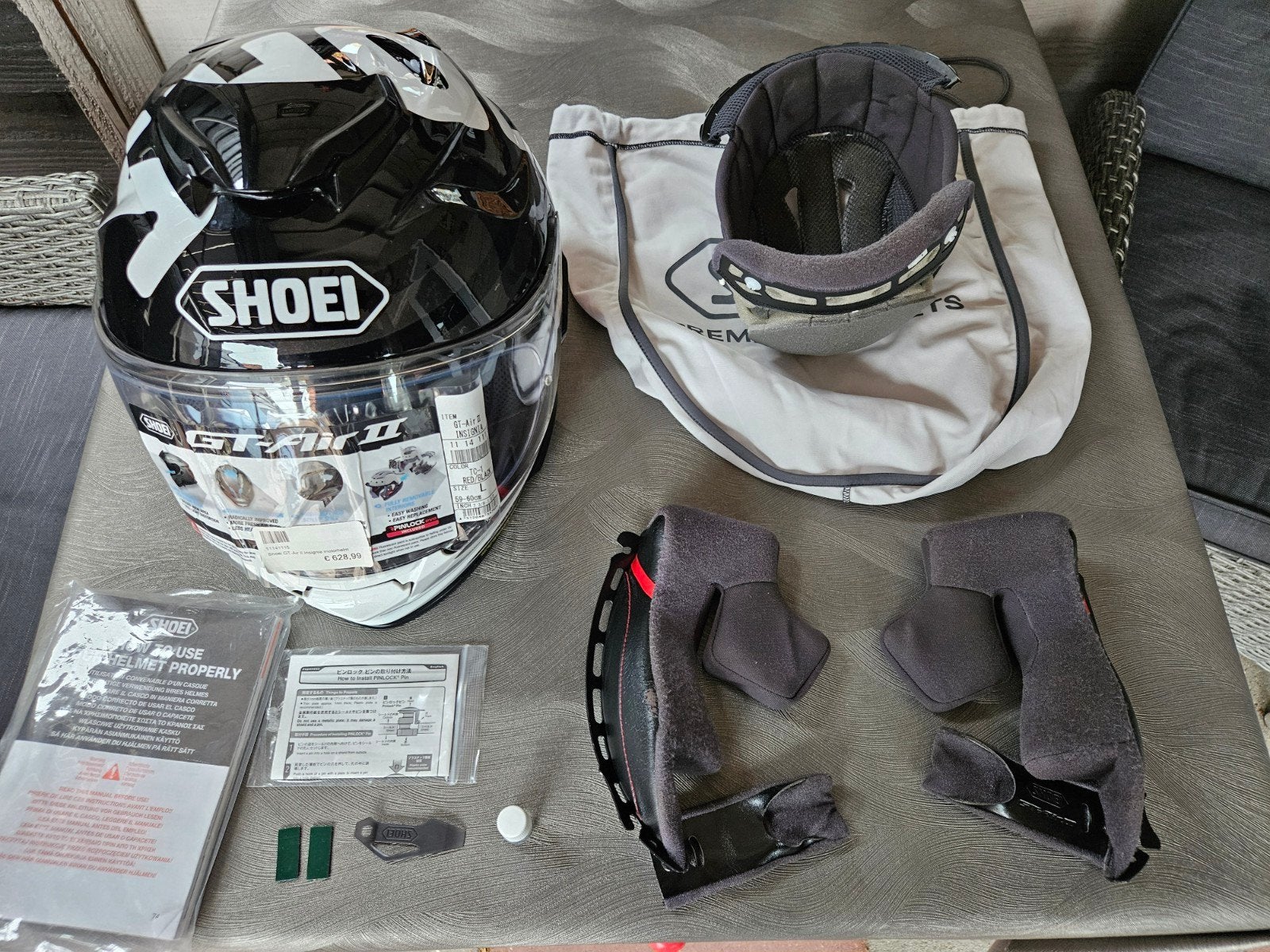 Shoei zgoh motor helm met zonne vizier maat 59-60, Motoren, Ophalen, Tweedehands, Systeemhelm, Shoei