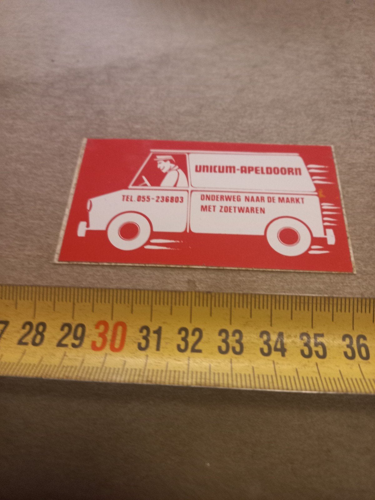 Vintage Unicum-Apeldoorn sticker - Zoetwaren busje, Verzamelen, Ophalen of Verzenden