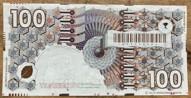 heel mooi biljet 100 gulden 1992 Steenuil, Ophalen, 100 gulden, Los biljet