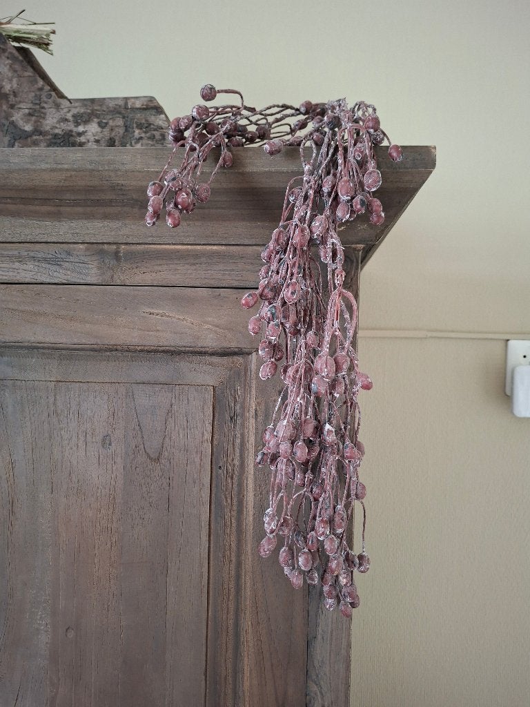 Mooie tak met bessen bordeaux, Overige materialen, Nieuw, Kunsttak, Rood