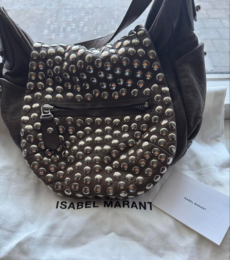 Isabel Marant tas met studs, Sieraden, Tassen en Uiterlijk, Tassen | Damestassen, Ophalen of Verzenden, Gebruikt, Bruin, Schoudertasje