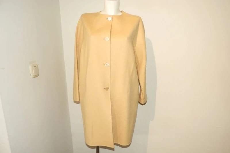Max Mara heerlijke wollen coat knopen sluiting baggy model M, Maat 38/40 (M), Verzenden, Beige, Max Mara