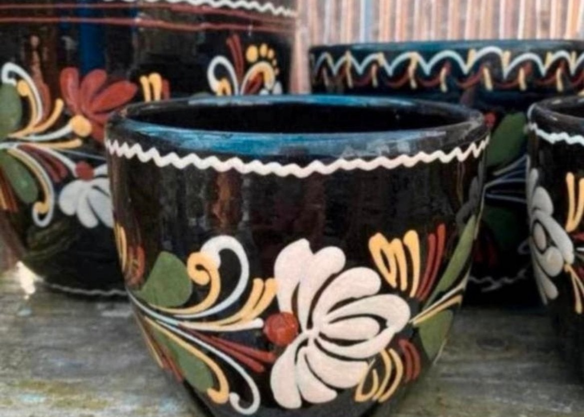 8 vintage bloempotten, Ophalen, Rond, Zo goed als nieuw, Aardewerk
