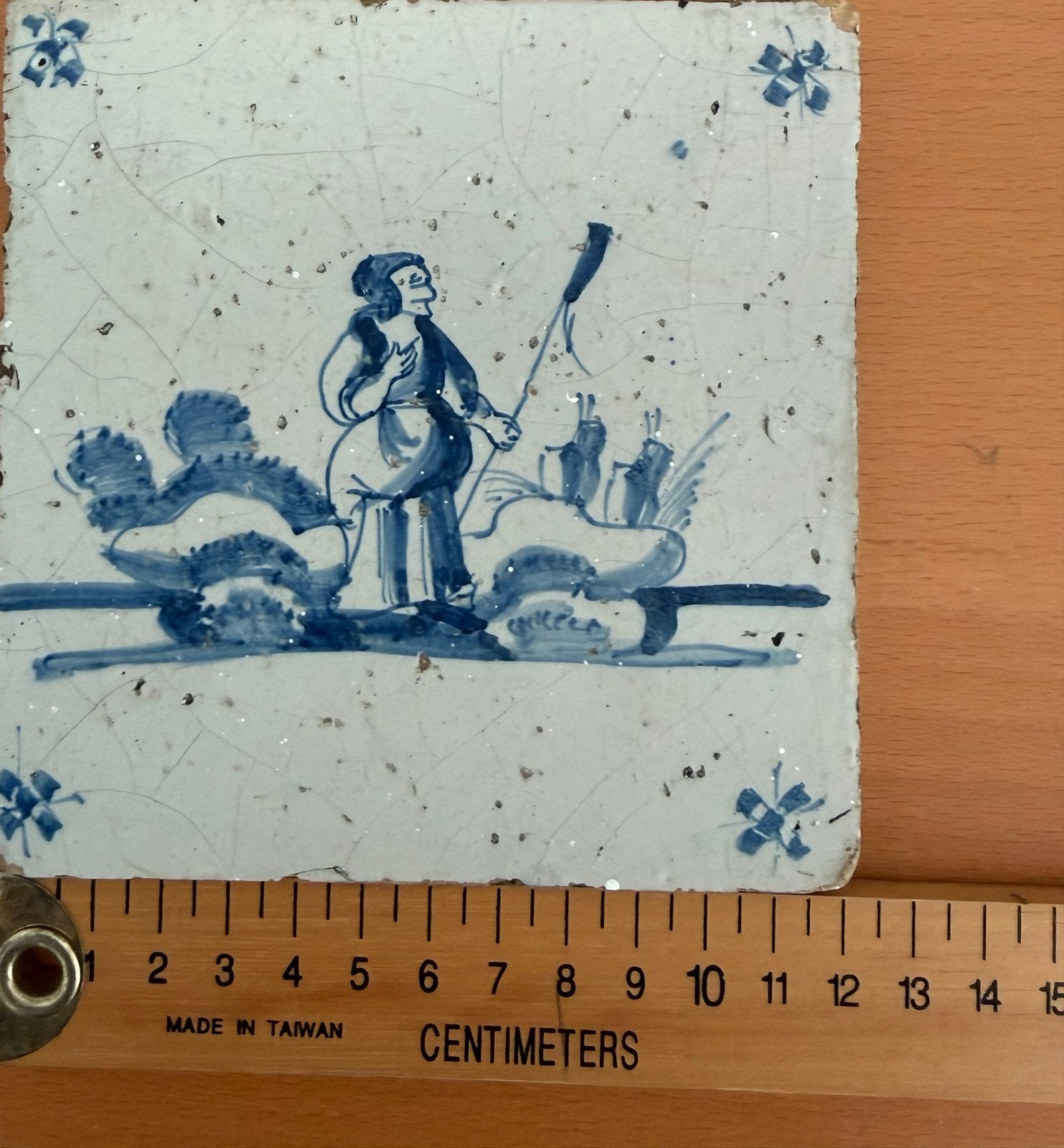 Antiek Delftsblauw tegeltje 12x12 cm -, Antiek en Kunst, Ophalen of Verzenden