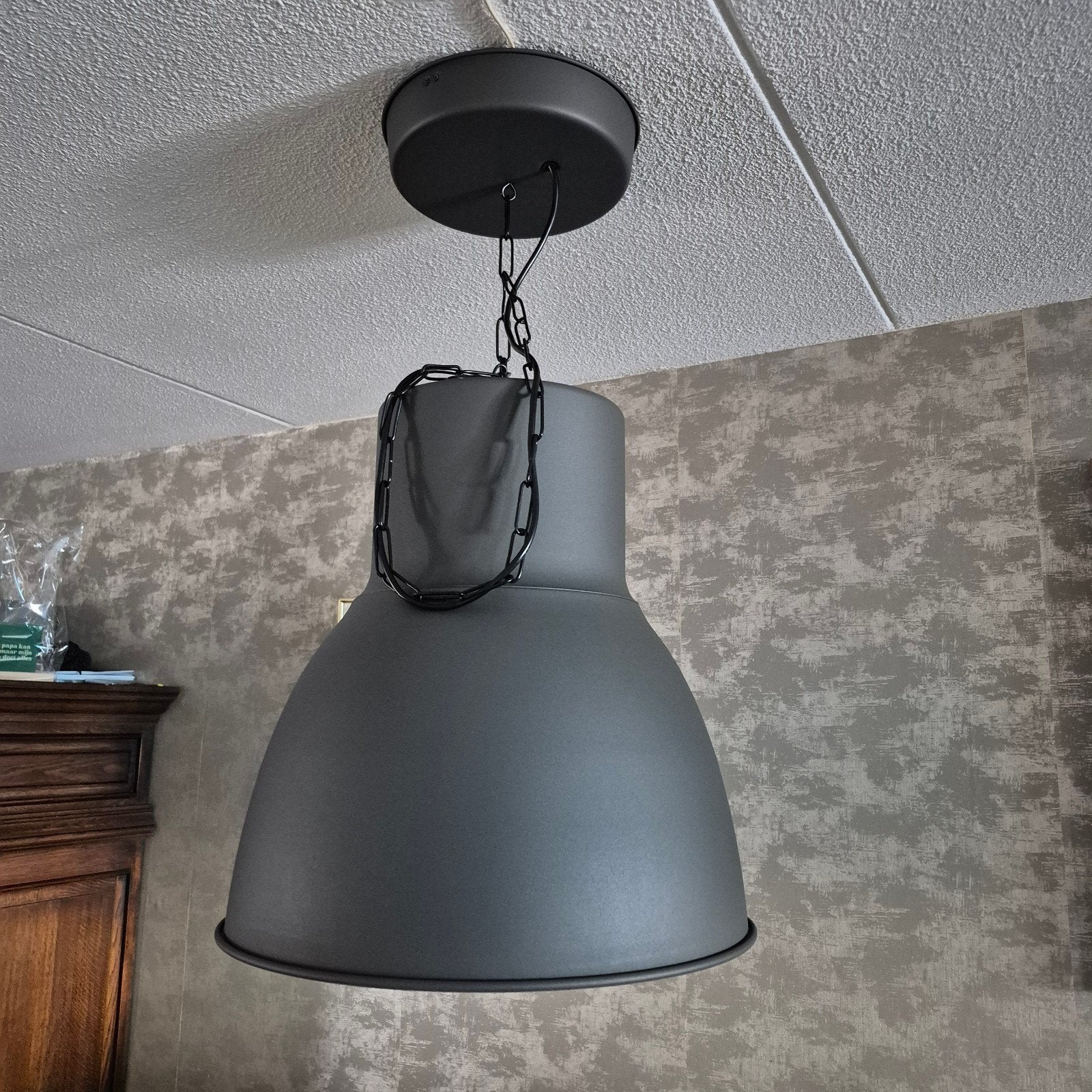 Grote hanglamp - Donkergrijs/Antraciet., Ophalen, Gebruikt, E27 (groot), Metaal