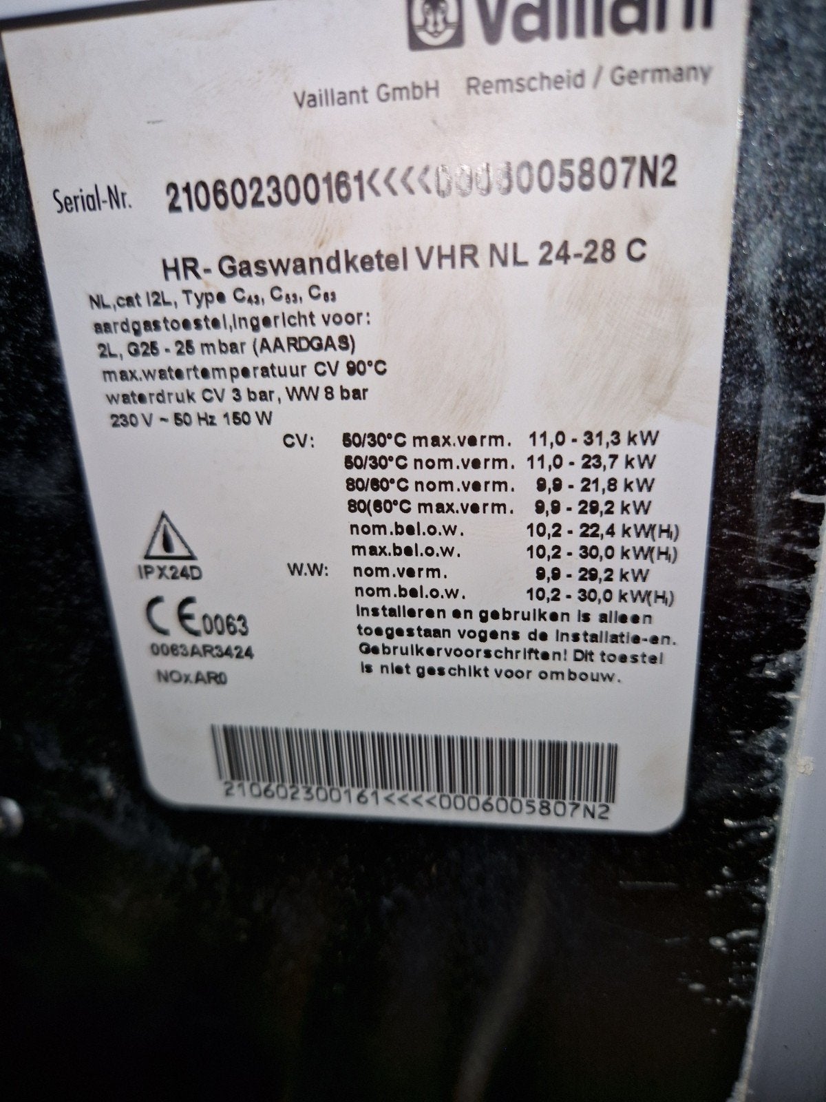Valliant cv ketel +boiler. +/-6jaar oud, Ophalen, 60 tot 150 cm, Cv-ketel of Combi-ketel, 80 cm of meer