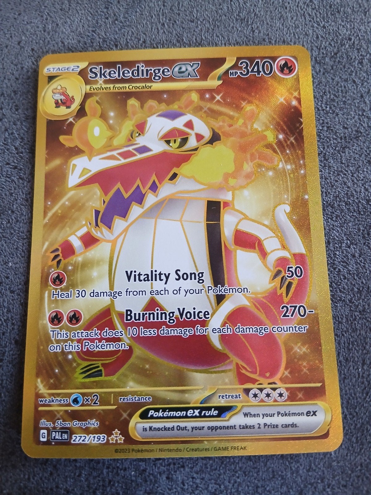 Skeledirge ex Gold Pokémon kaart (272/193), Ophalen, Zo goed als nieuw, Losse kaart