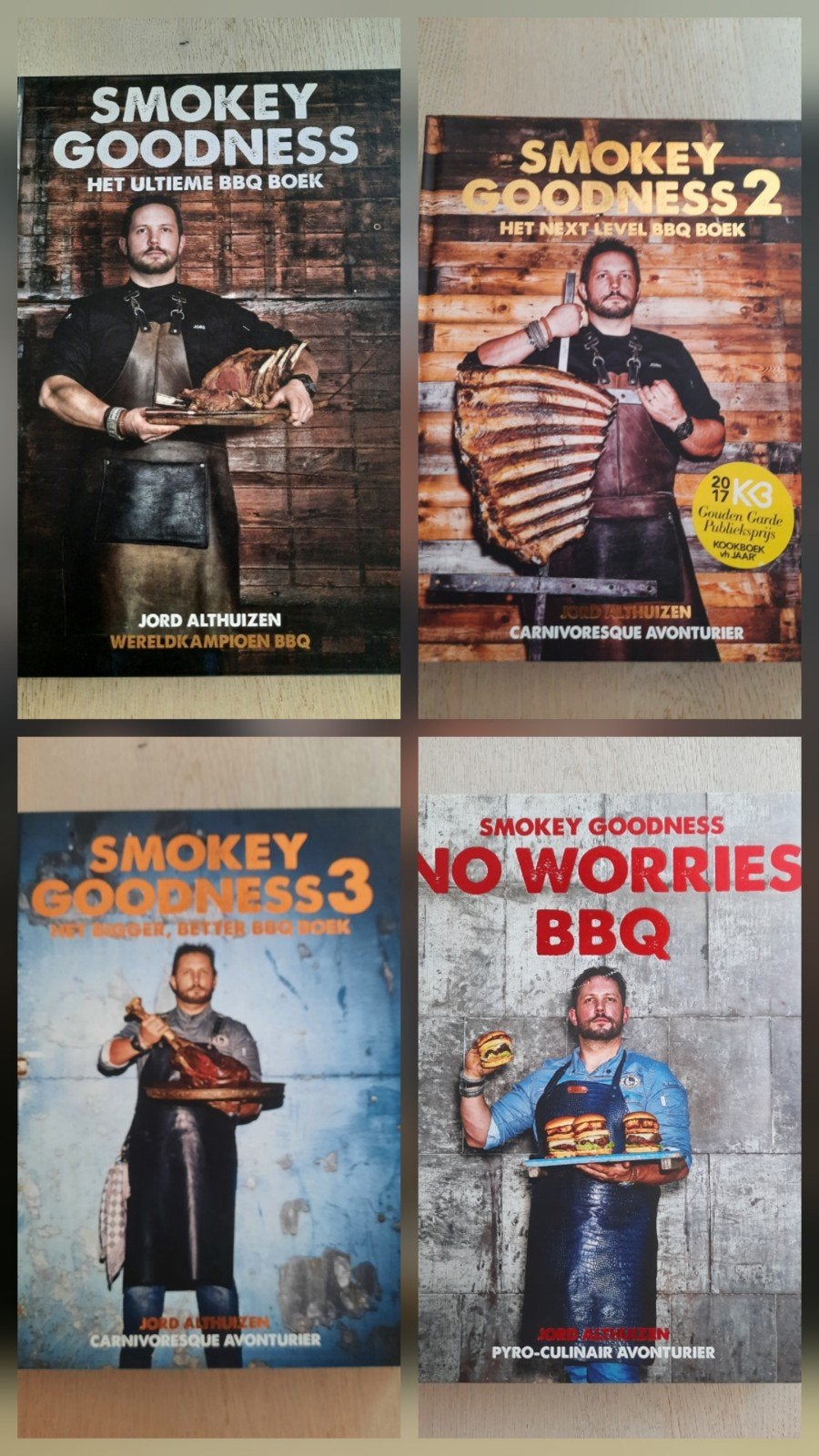 SMOKEY GOODNESS 1, 2, 3 en No Worries BBQ - Jord Althuizen, Boeken, Kookboeken, Ophalen of Verzenden, Zo goed als nieuw