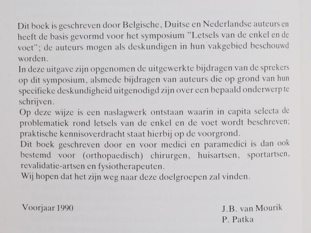Letsels van de enkel en de voet (1990), Boeken, Verzenden, Beta, Zo goed als nieuw, HBO