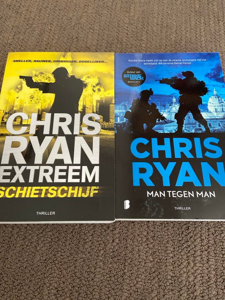 Chris Ryan Thriller Boeken: Extreem Schietschijf & Man Tegen, Ophalen of Verzenden, Zo goed als nieuw, Nederland