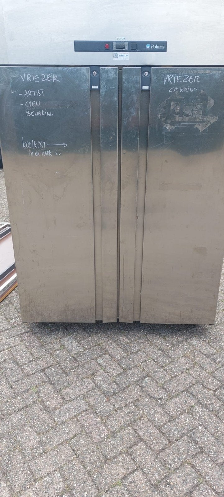 RVS Dubbele Deur Vrieskast - Polaris, Witgoed en Apparatuur, Vriezers en Diepvrieskisten, Gebruikt, 160 cm of meer, Vrijstaand