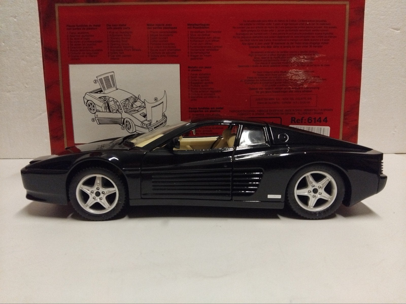 Ferrari 512 TR Testarossa black Mira metal 1:18 KRD, Ophalen of Verzenden, Zo goed als nieuw, Auto, Overige merken