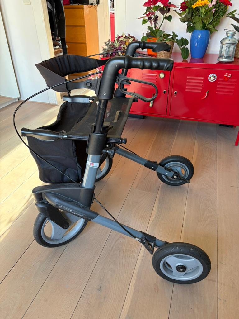Topro Olympos rollator voor buiten met rugleuning en tas, Diversen, Rollators, Gebruikt, Opvouwbaar, Ophalen
