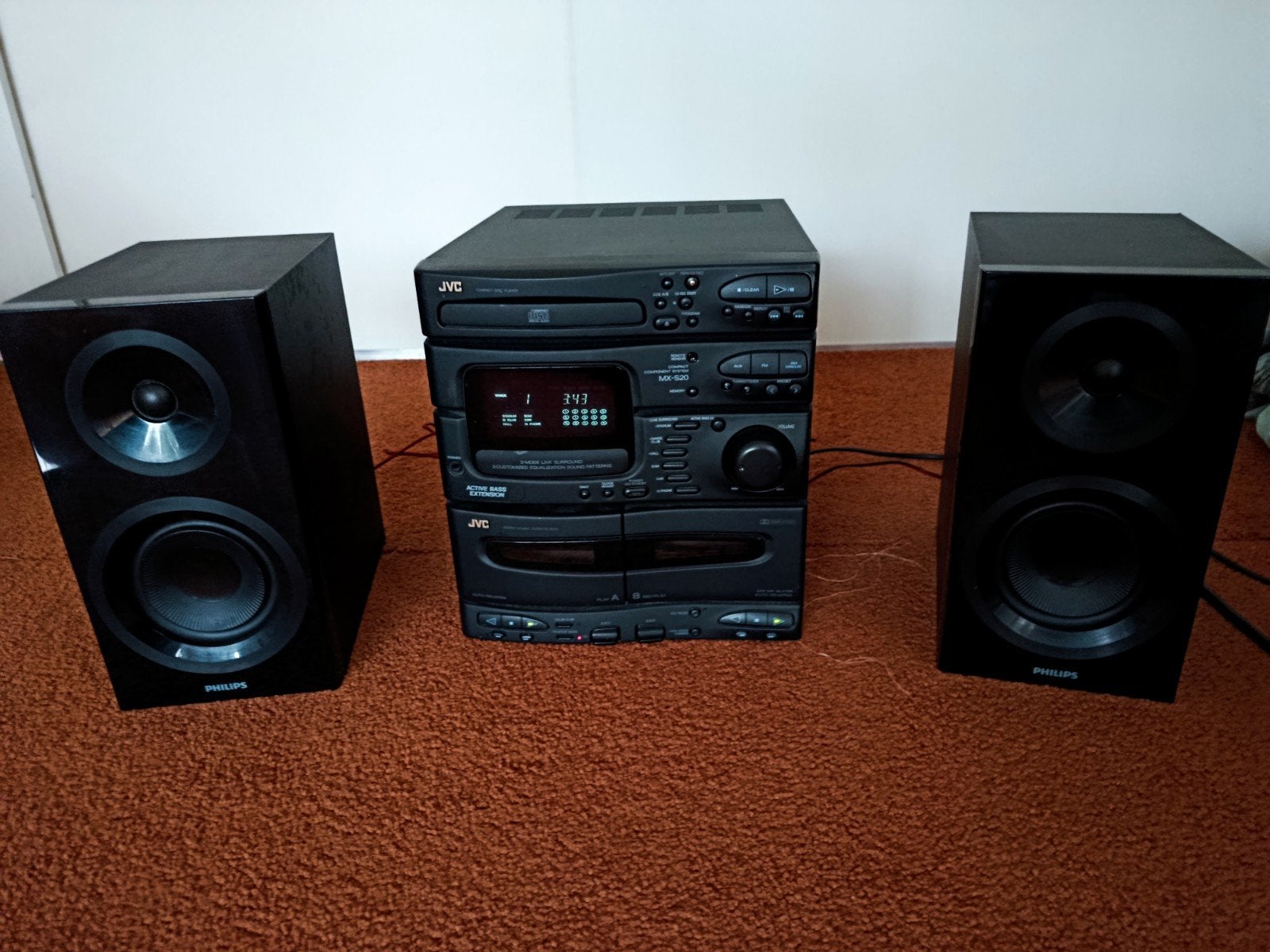 JVC MX-S20 Receiver +  Philips speakers + afstandsbediening, Ophalen of Verzenden, Gebruikt, Cassettedeck, JVC