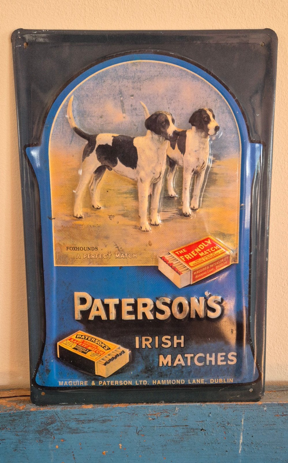 Vintage Paterson's Irish Matches Emaille Reclamebord, Ophalen of Verzenden
