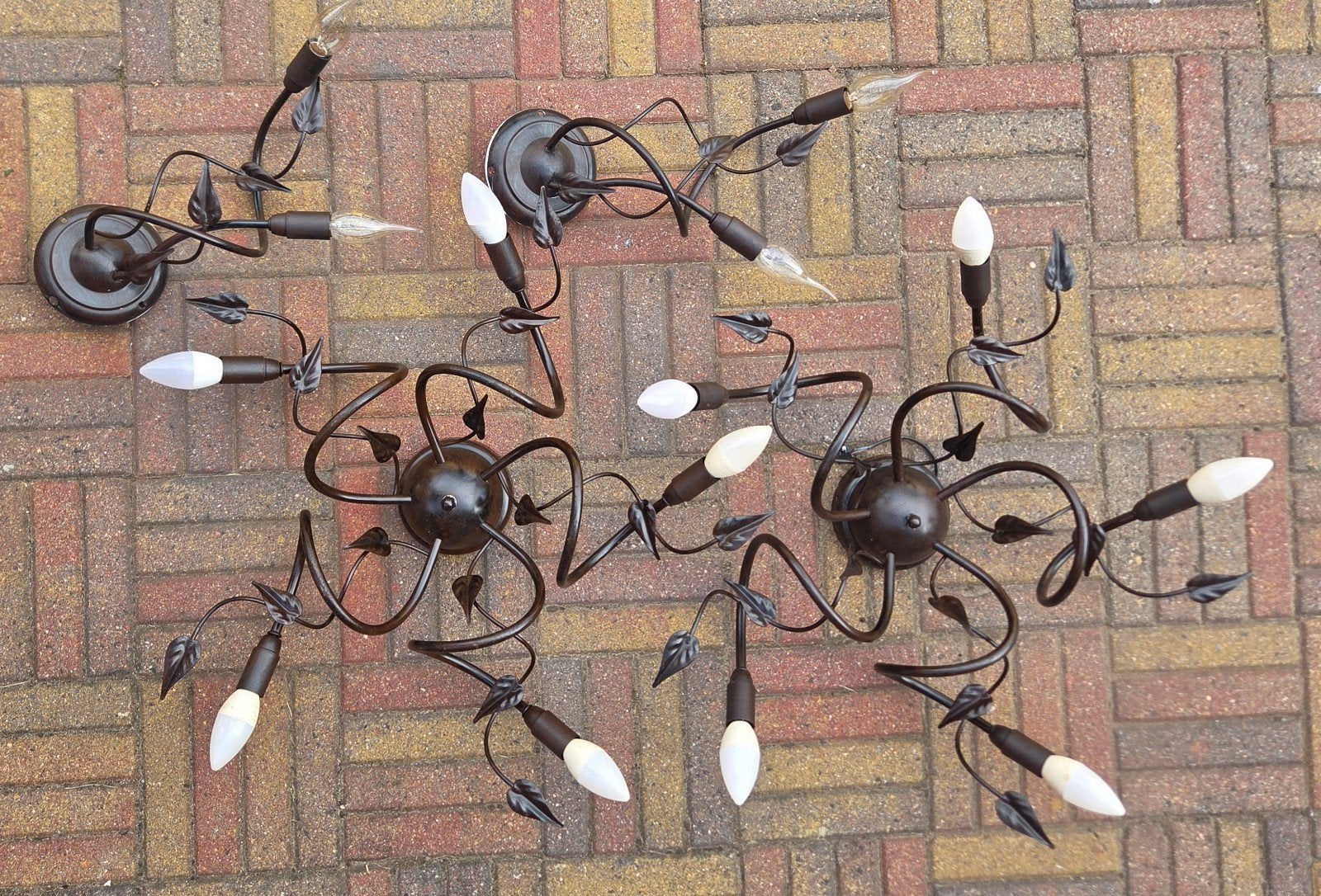 Set van 2 vintage plafondlampen en 2 wandlampen, Huis en Inrichting, Gebruikt, Zwart, E14 (klein), Ophalen of Verzenden