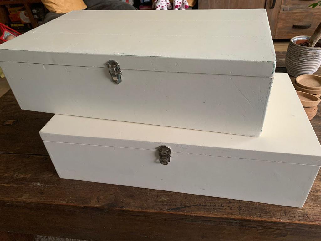 2 houten kisten - sorteerdozen, Minder dan 50 cm, Gebruikt, 50 tot 100 cm, Ophalen of Verzenden