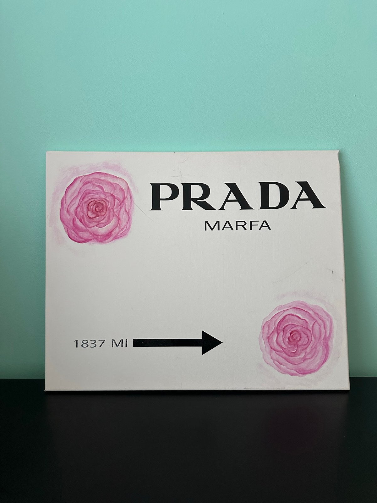 PRADA - Canvas | Kunst | Y2K | Retro | Prada | Roze | Decor, Acrylverf, Overig onderwerp, Handgeschilderd, Ophalen of Verzenden