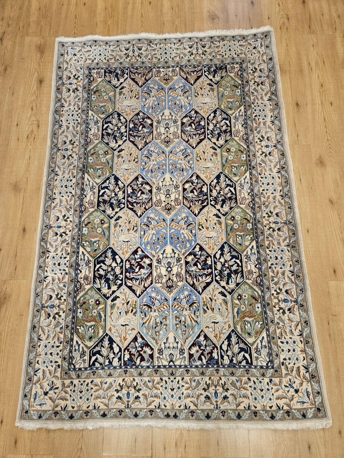 Vintage handgeknoopt perzisch tapijt nain 190x123