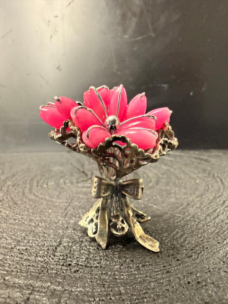 Zilveren Roze Bloemen Boeket, Antiek en Kunst, Antiek | Goud en Zilver, Verzenden, Zilver