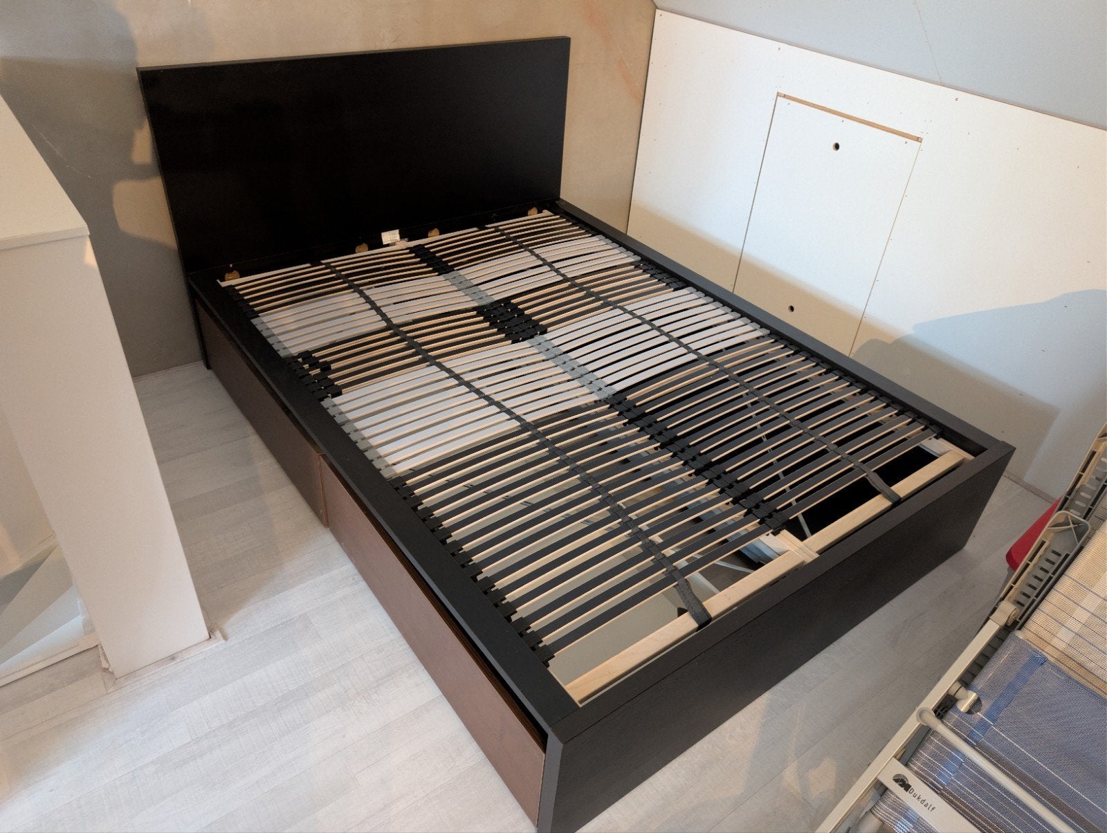 Ikea MALM bed met lades, zwartbruin, 140x200 cm, Ophalen, Gebruikt, Zwart, Tweepersoons