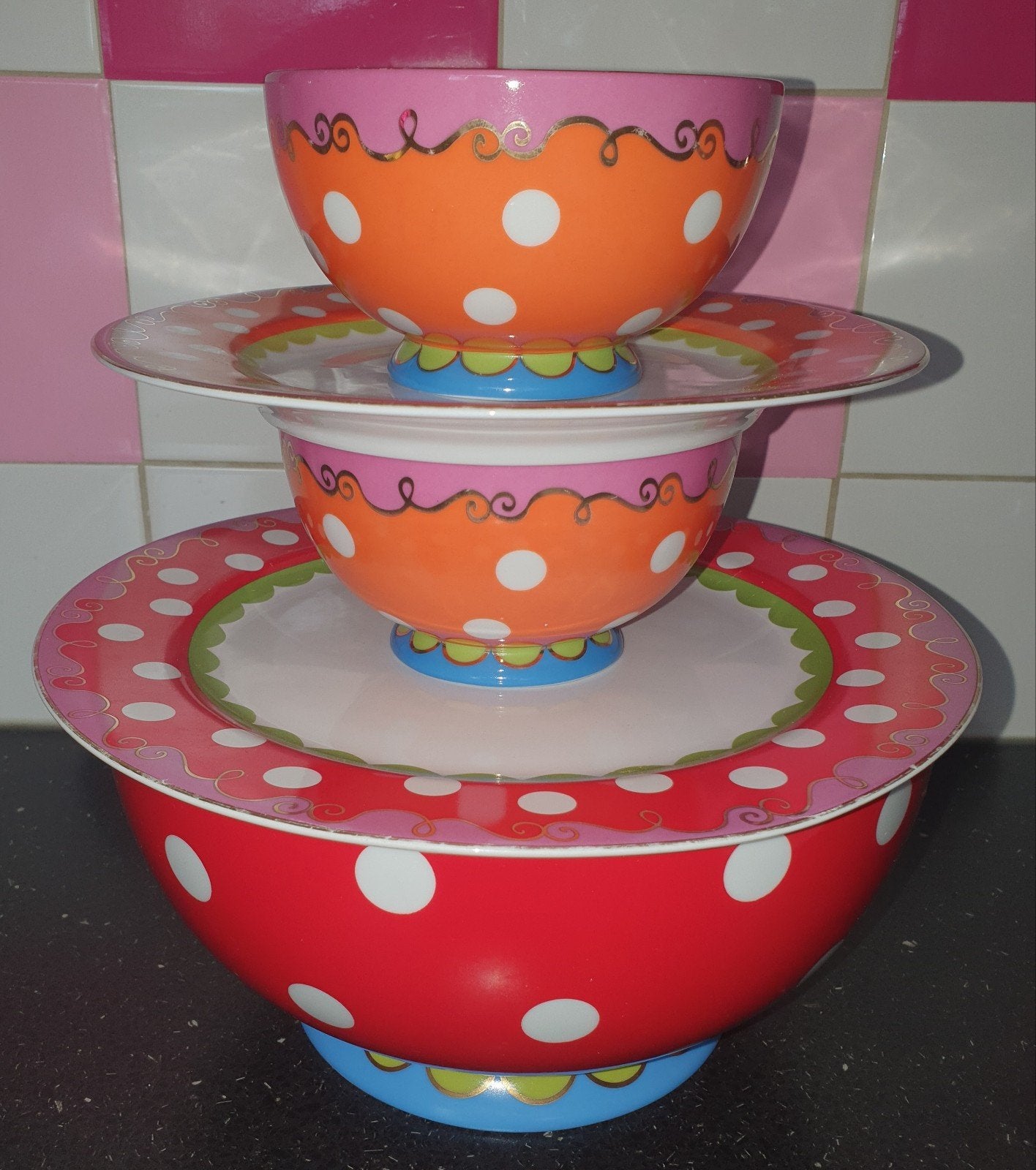 Oilily schaal xl polkadot 24 cm doorsnee Douwe Egberts, Huis en Inrichting, Keuken | Servies, Ophalen, Overige typen, Zo goed als nieuw