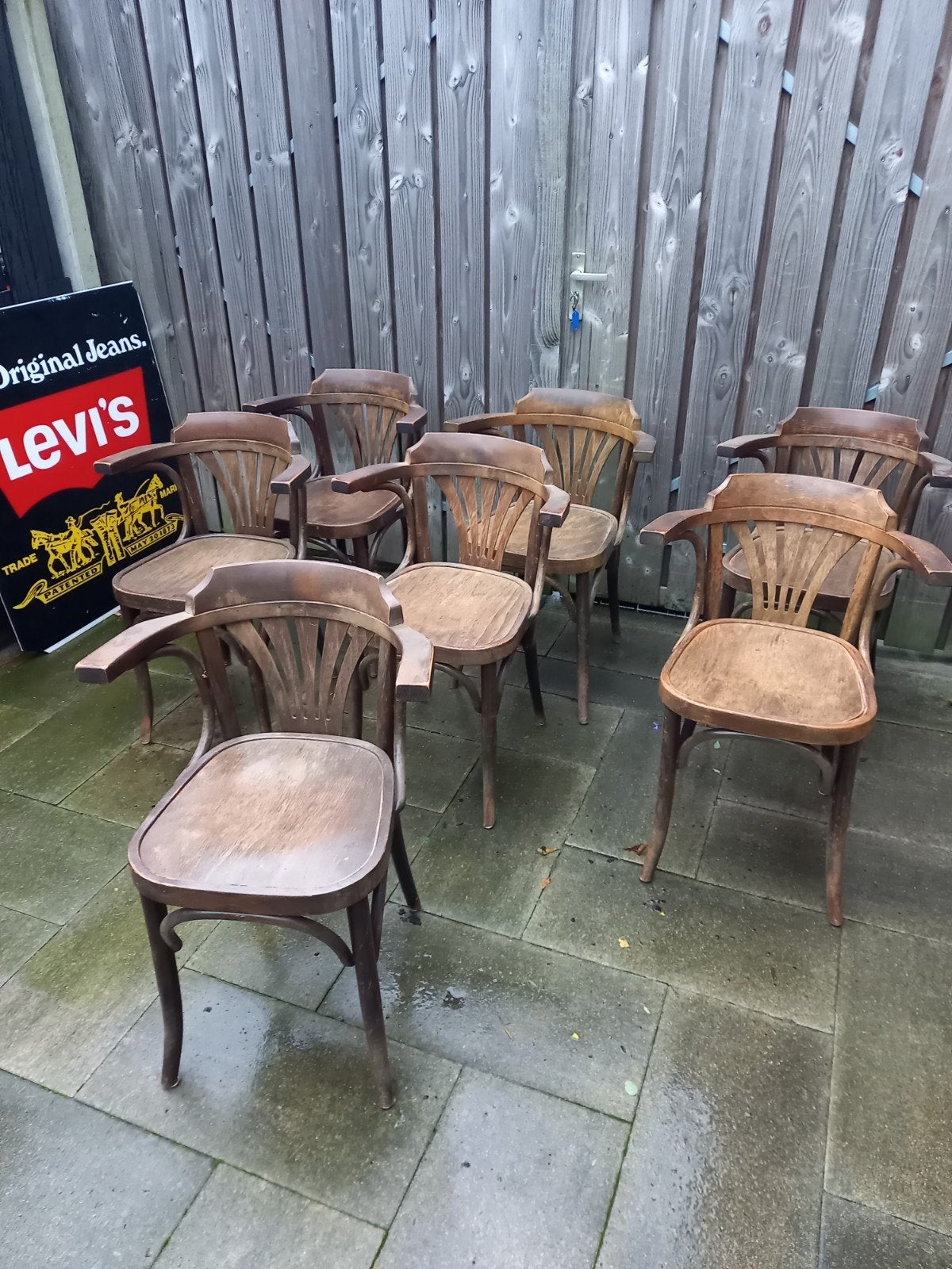 cafestoelen thonet cafe stoelen, Ophalen, Gebruikt, Bruin, Vijf, Zes of meer stoelen