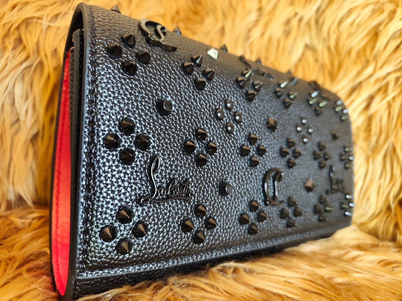Christian Louboutin Jet Black Schoudertasje met Studs, Ophalen of Verzenden