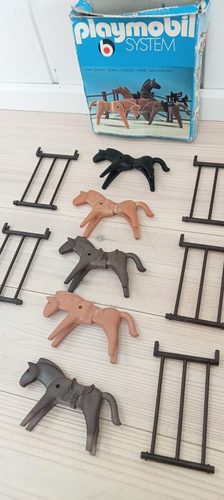 Vintage Playmobil 3270 paarden met hekken, in doos, Ophalen of Verzenden, Gebruikt