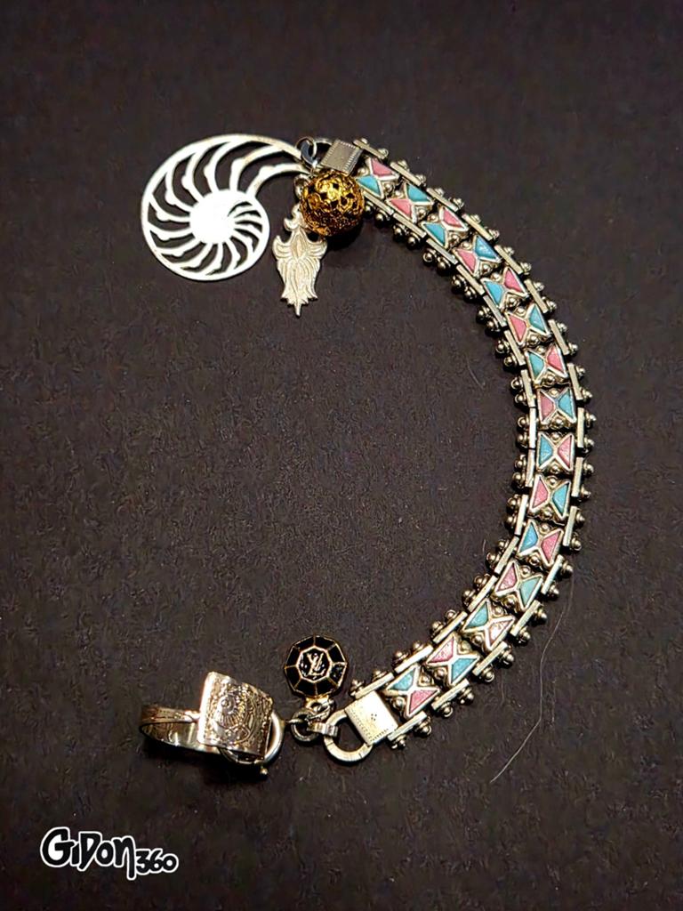 Antique Victorian Jakob Bengel chain w/ Louis Vuitton charm, Ophalen of Verzenden, Gebruikt, Zilver, Zilver