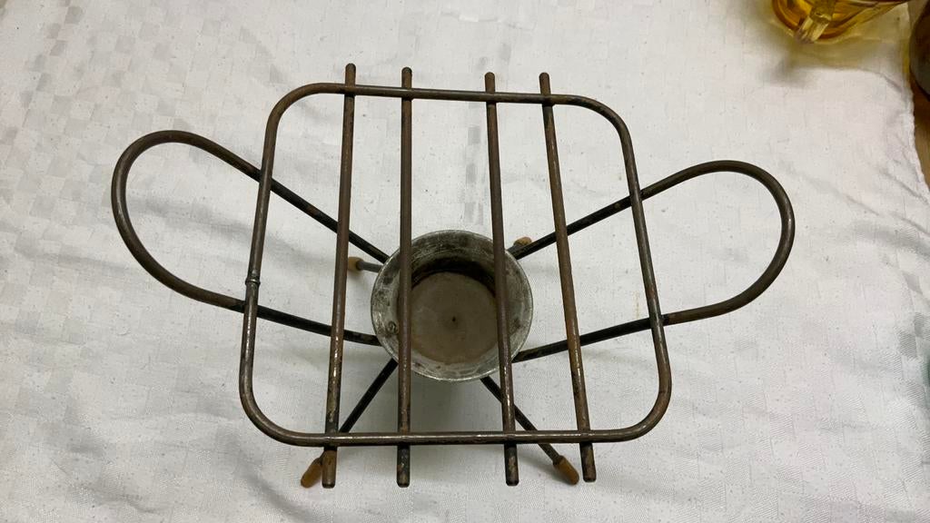 Vintage metalen theelichtje, brocante, Ophalen of Verzenden