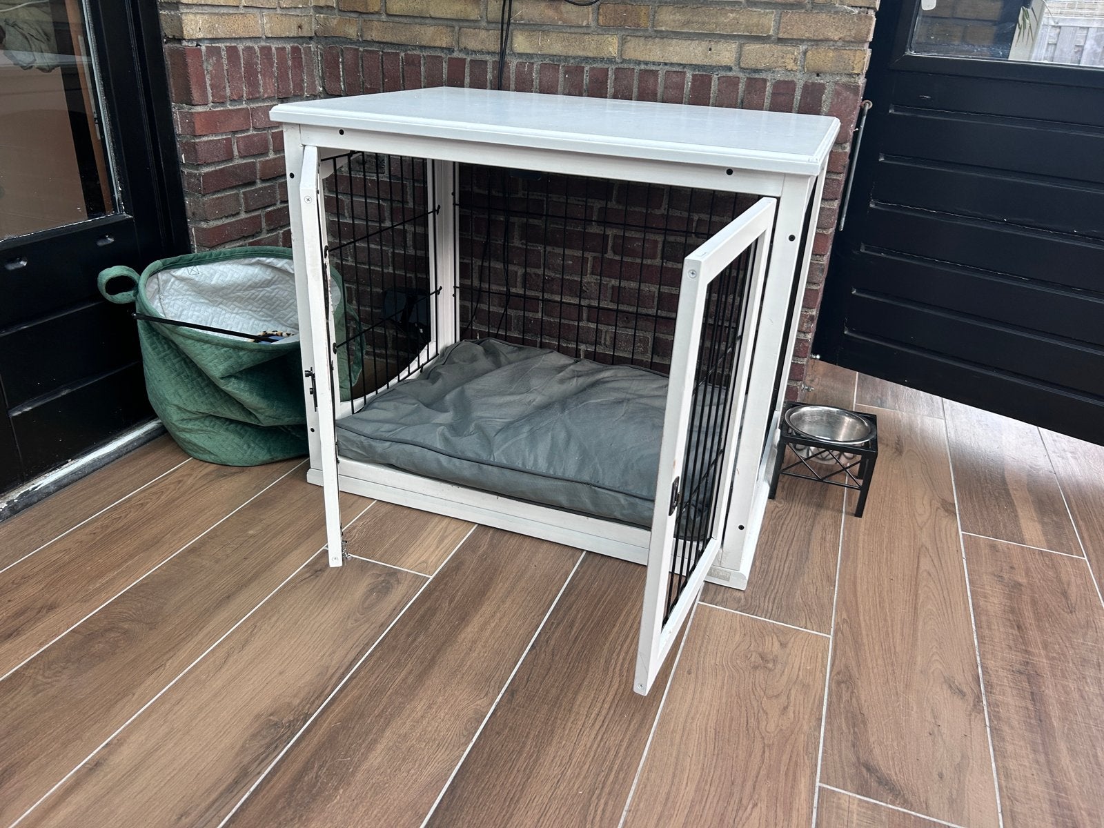 Houten wit en zwart bench meubel. Medium groot., Ophalen