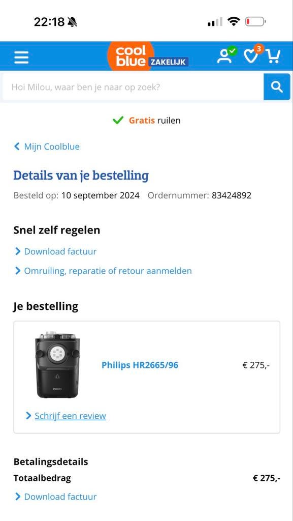 Philips HR2665/96 Pastamachine - Z.g.a.n. met garantie, Witgoed en Apparatuur, Ophalen of Verzenden, Zo goed als nieuw