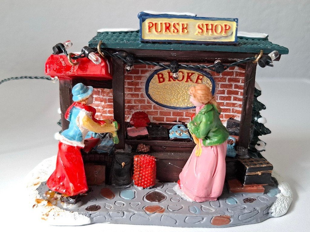 Kerst Purse shop/ Tassen stalletje Kerstfiguren, Diversen, Kerst, Ophalen, Gebruikt