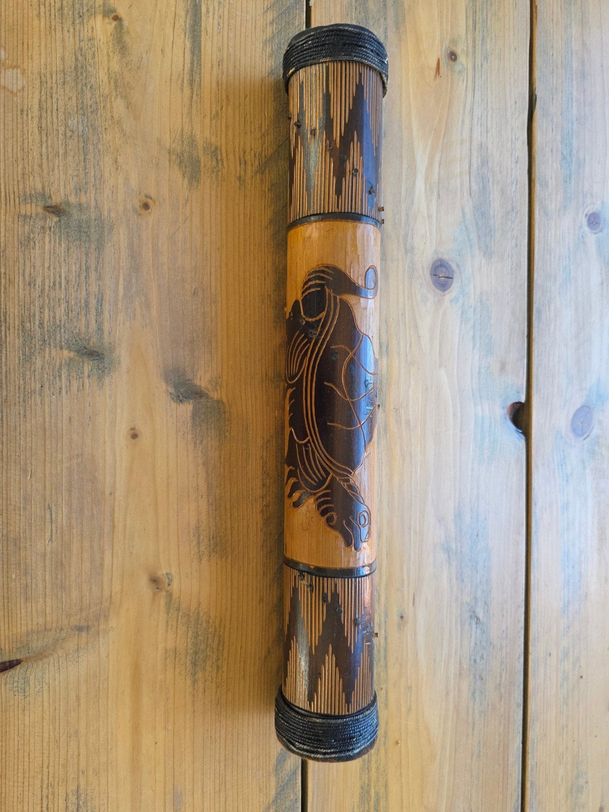 Handgemaakte bamboe wanddecoratie, Ophalen, Gebruikt, Melodische percussie