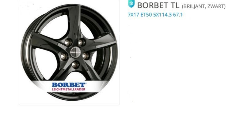 4 VELGEN Borbet TL  Briljant, zwart + WINTERBANDEN