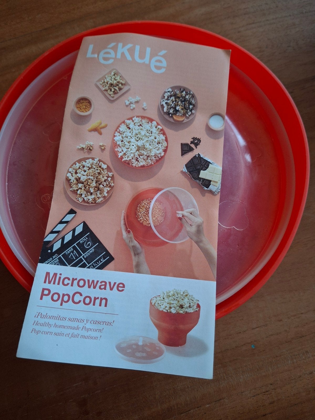 Lékué Microwave Popcorn Maker - Rood, Huis en Inrichting, Kunststof, Ophalen of Verzenden, Rood, Overige merken