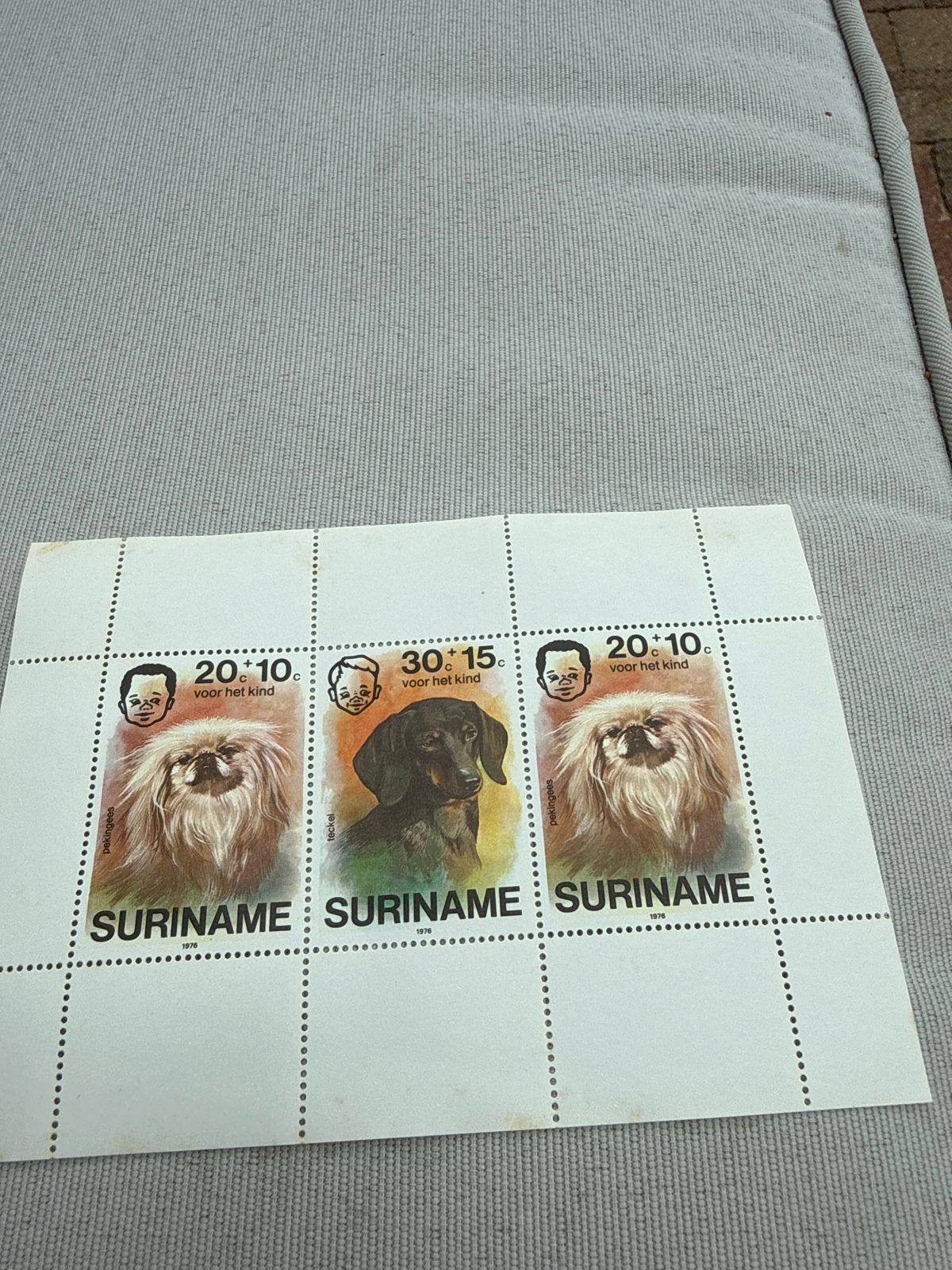 Suriname postzegels 1976 - Voor het kind (Pekinees & Teckel), Frankeerzegel, Ophalen of Verzenden, Zonder stempel, Postfris