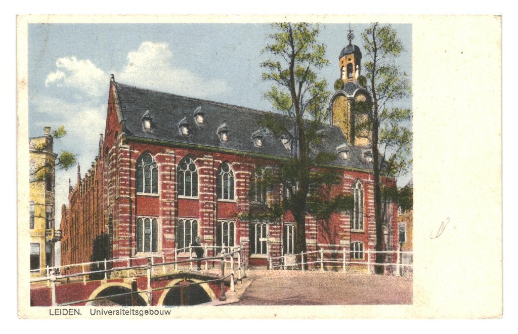 939726 Leiden Universiteitsgebouw jr 40 50 zegel afgeweekt, Ophalen of Verzenden, 1940 tot 1960, Gelopen, Zuid-Holland