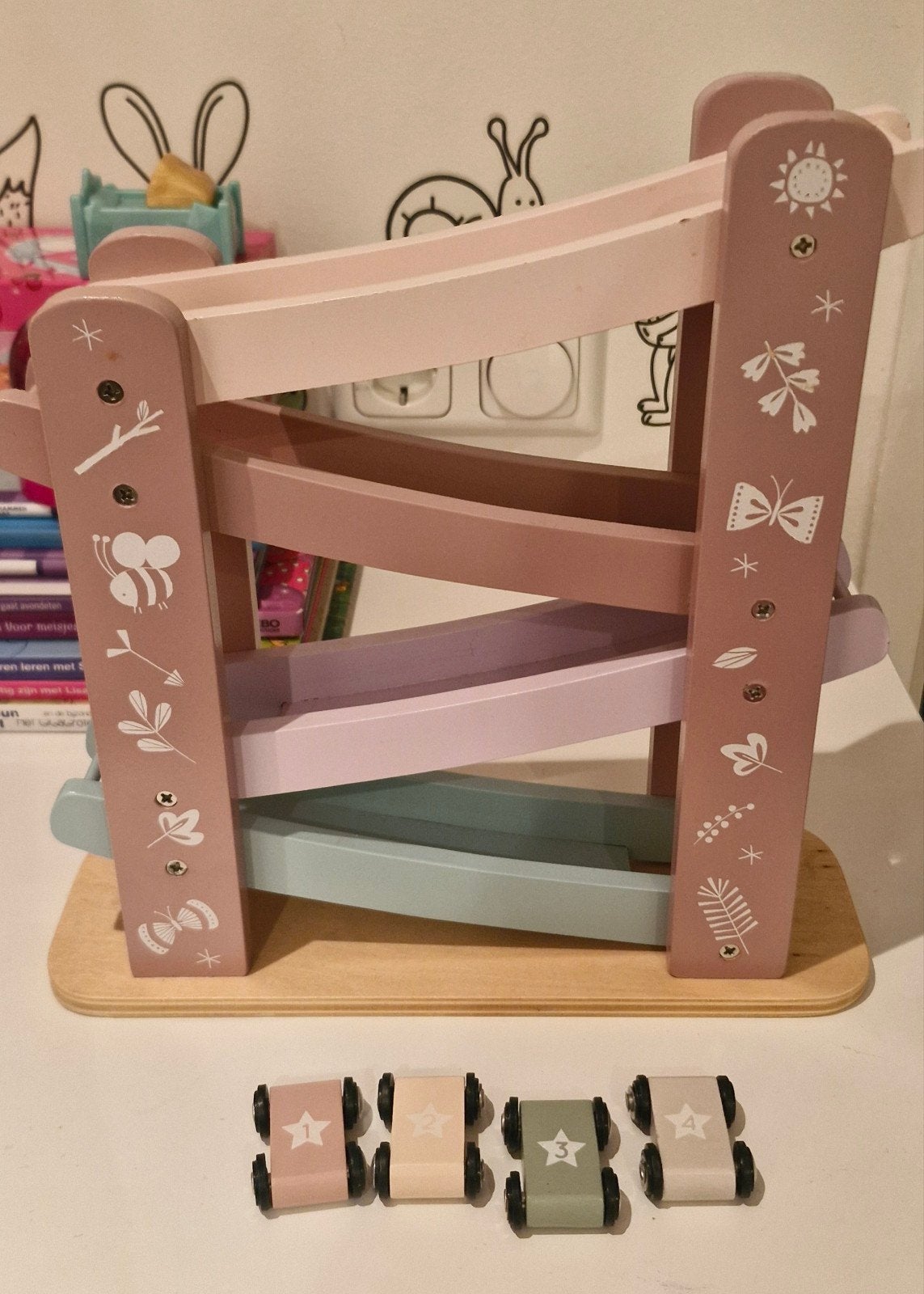 Little Dutch Rollerbaan / Racebaan roze met 4 autootjes, Ophalen of Verzenden, Zo goed als nieuw