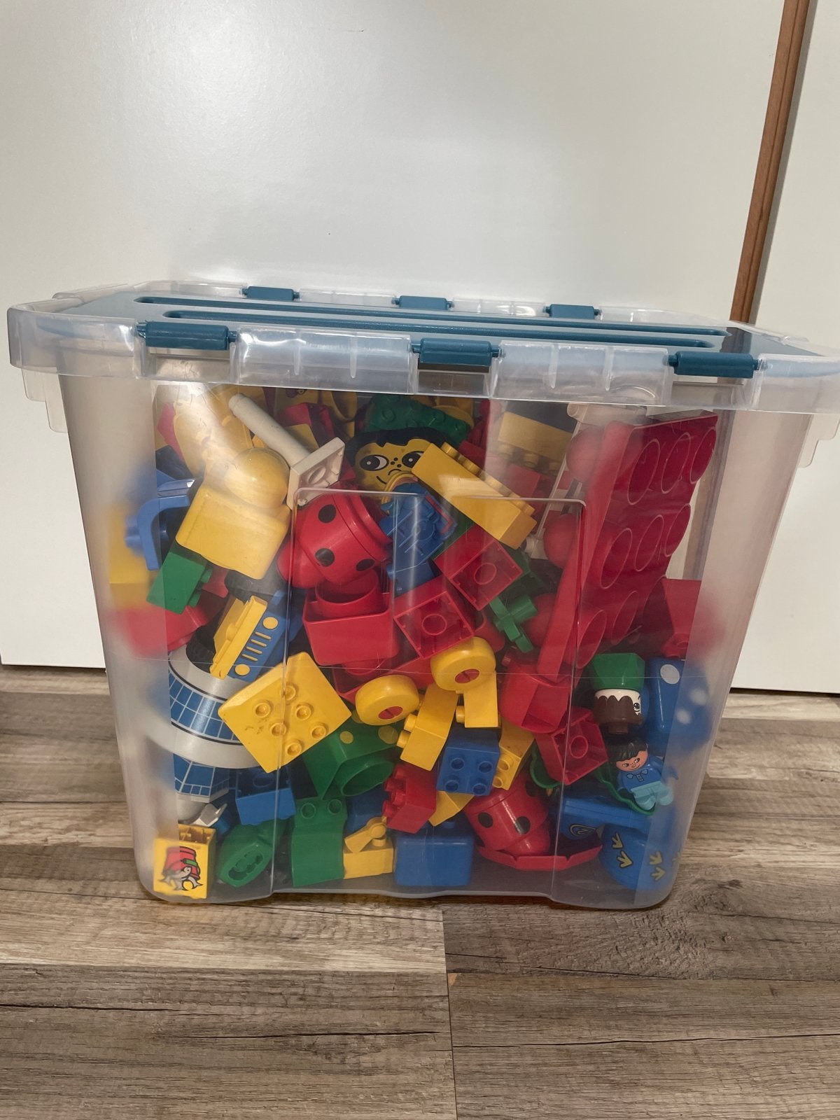 Grote doos met diverse Duplo blokken en figuren, Inclusief minifiguren, Gebruikt, Ophalen of Verzenden, Duplo