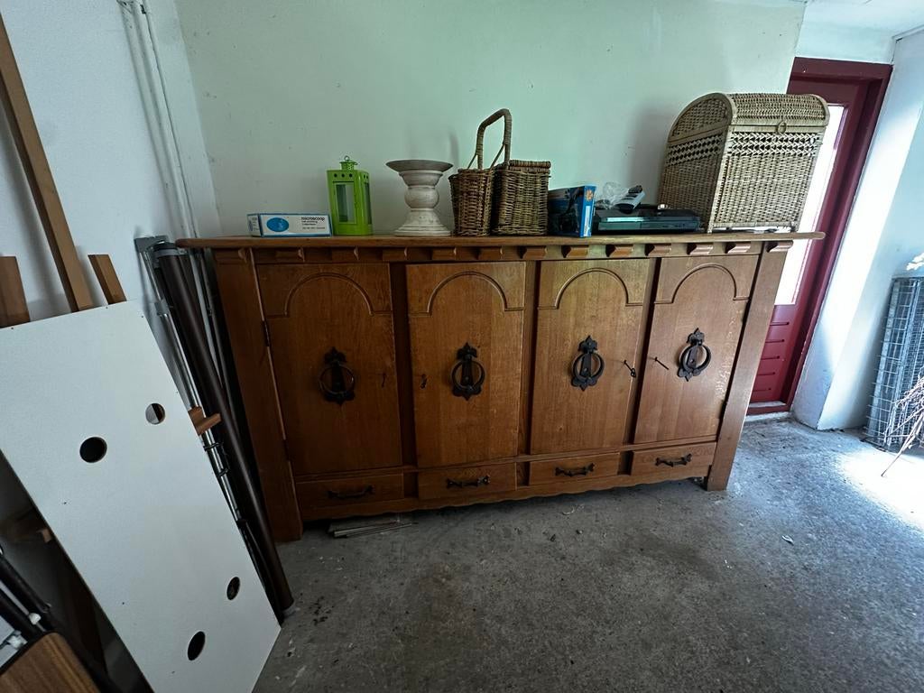 Eikenhouten buffetkast in kasteelstijl - Manor House, Ophalen, Gebruikt, 100 tot 150 cm, 150 tot 200 cm