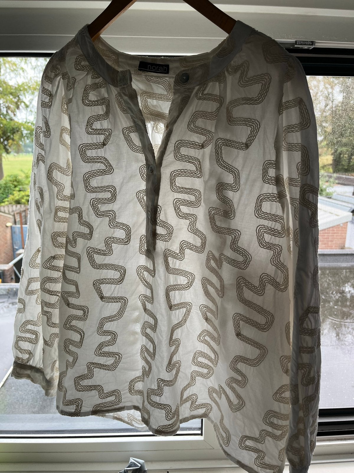 Norah ecru blouse met borduursel, maat 44, katoen, Verzenden, Gedragen, Maat 42/44 (L), Beige