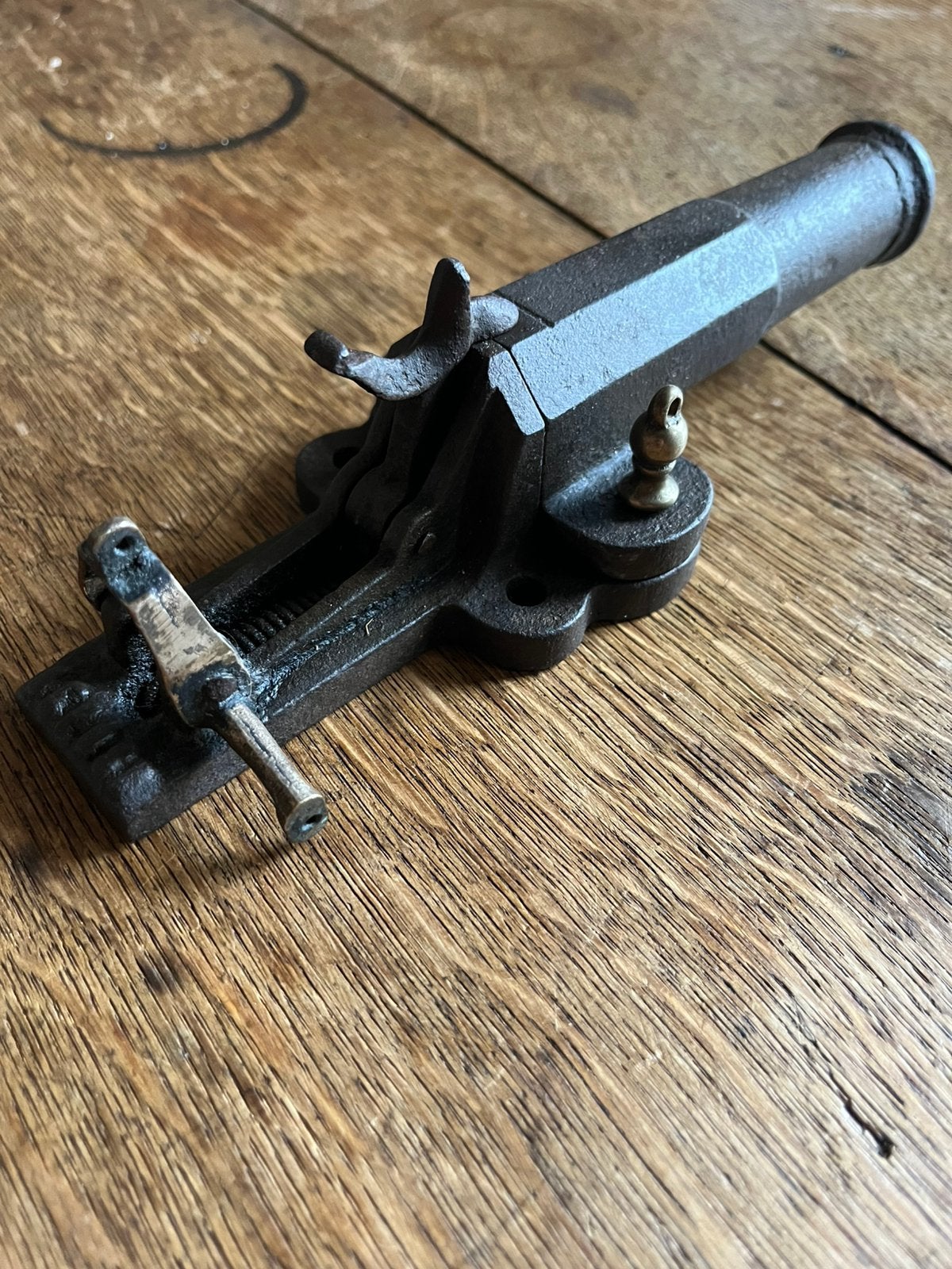 Antiek gietijzer alarm kanon, geen pistool revolver, Antiek en Kunst, Ophalen of Verzenden