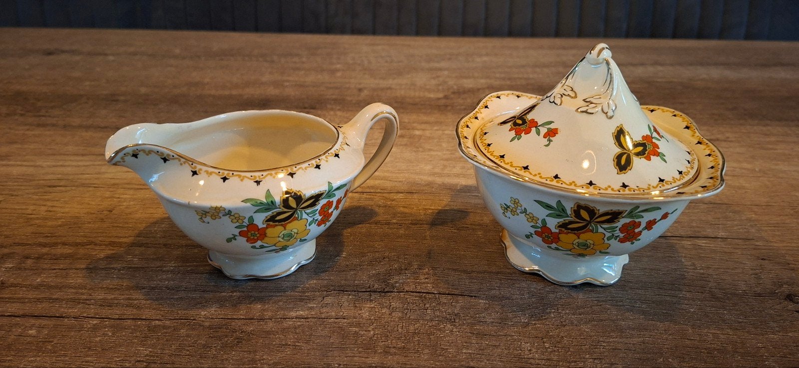 Melkkan en suikerpot | Woods ivory England, Antiek en Kunst, Ophalen of Verzenden