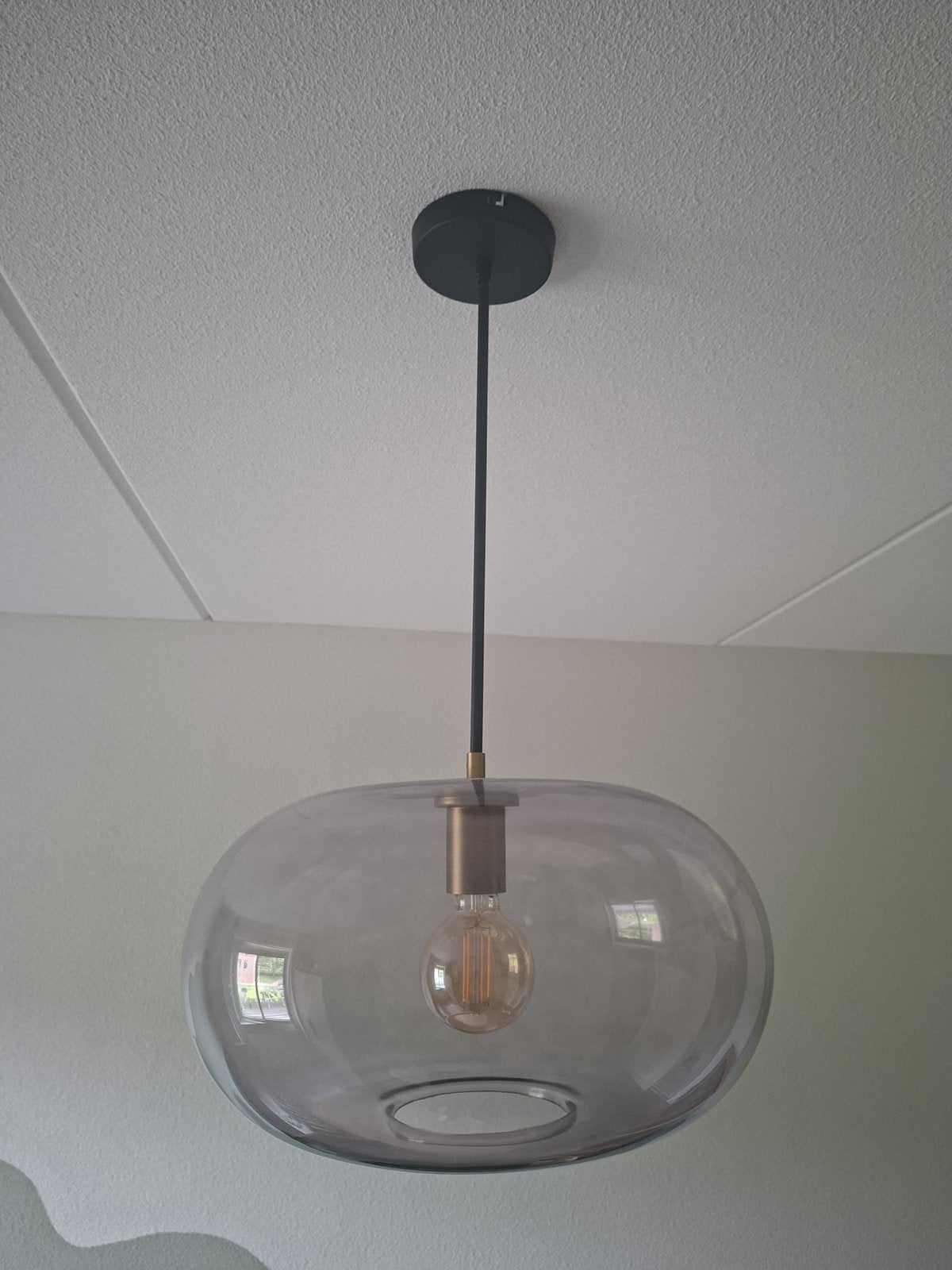 Karwei Odin hanglamp met glazen kap - E27 fitting, Ophalen, Zo goed als nieuw, Glas, E27 (groot)