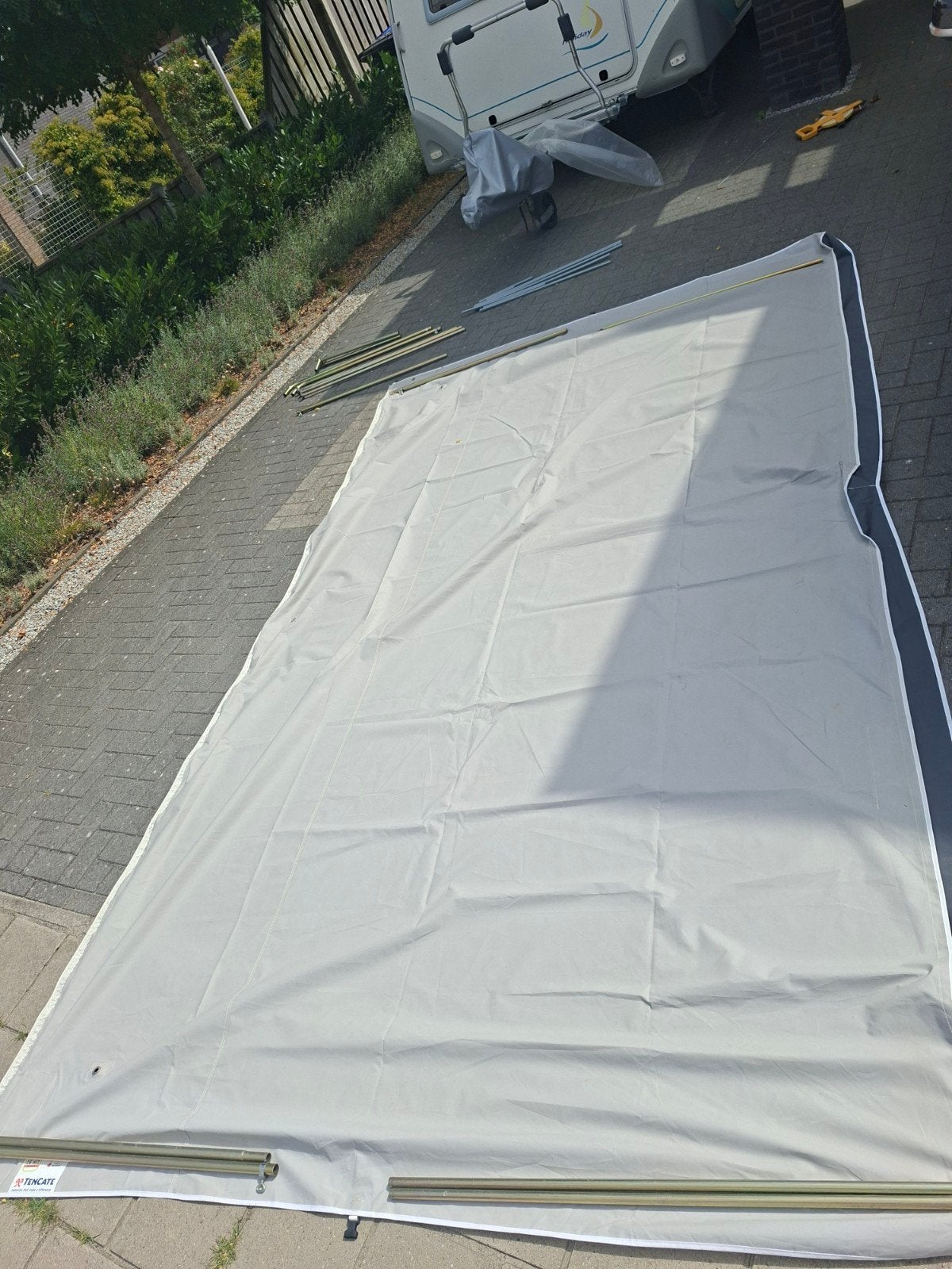 Tencate luifel met pees  410 × 235cm  inclusief frame, Ophalen, Gebruikt